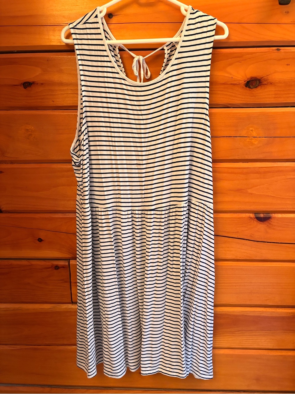 Striped Sleeveless Summer Dress - Navy & White
